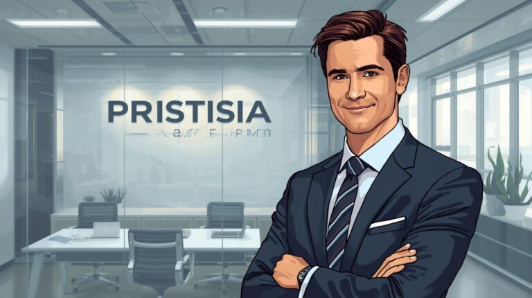 Buatkan gambar ilustrasi corporate lawyer di Pristisia Law Firm